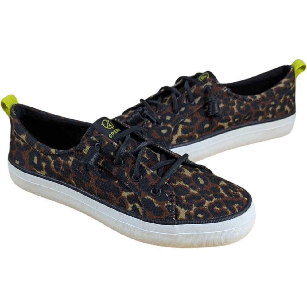 Sperry Cheetah Leopard Shoes Womens 9 Top Sider Seacycled Boat Loafers sts88919